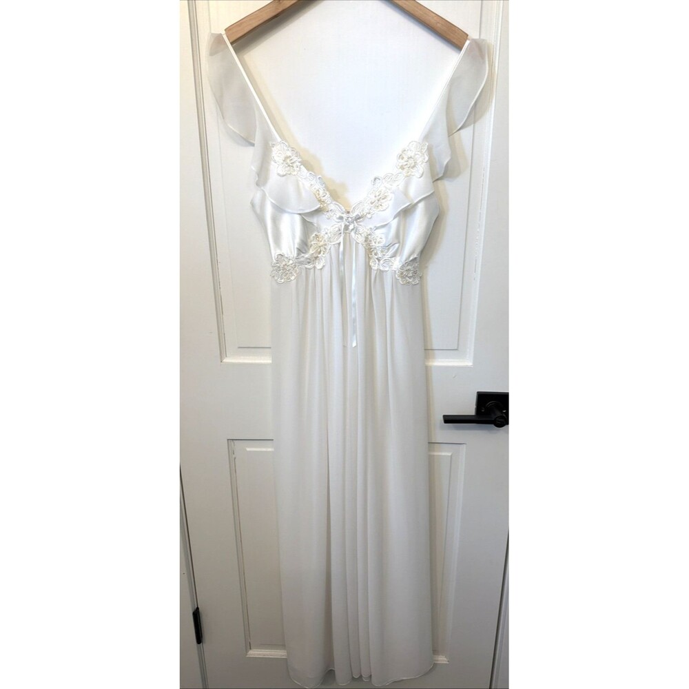 In Bloom Ivory Bridal Maxi Nightgown Small Lingerie Sheer Embellished Romantic